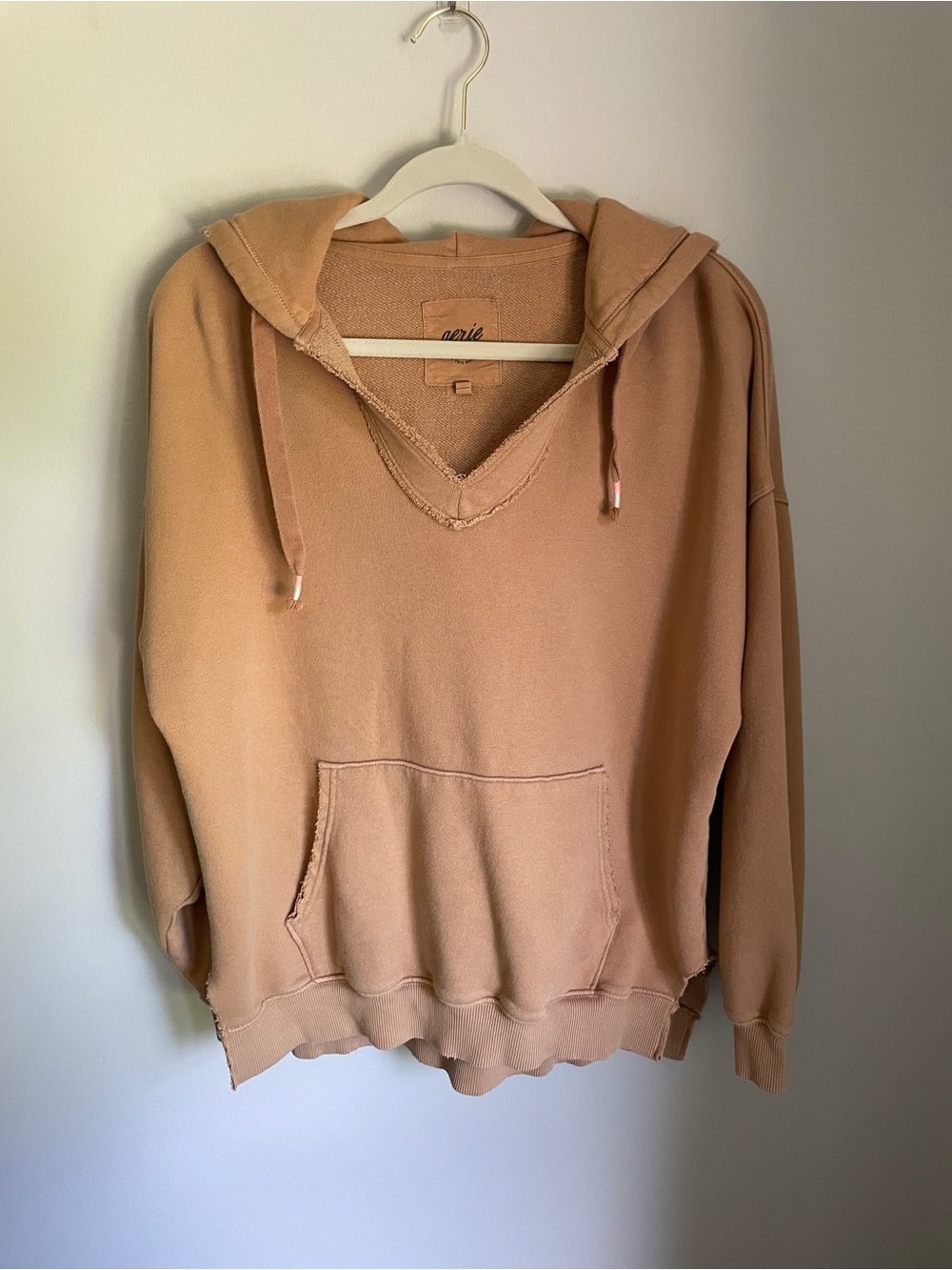 Aerie Downtime Oversized Big Hug Hooded Sweatshirt Women’s XS in Light Brown